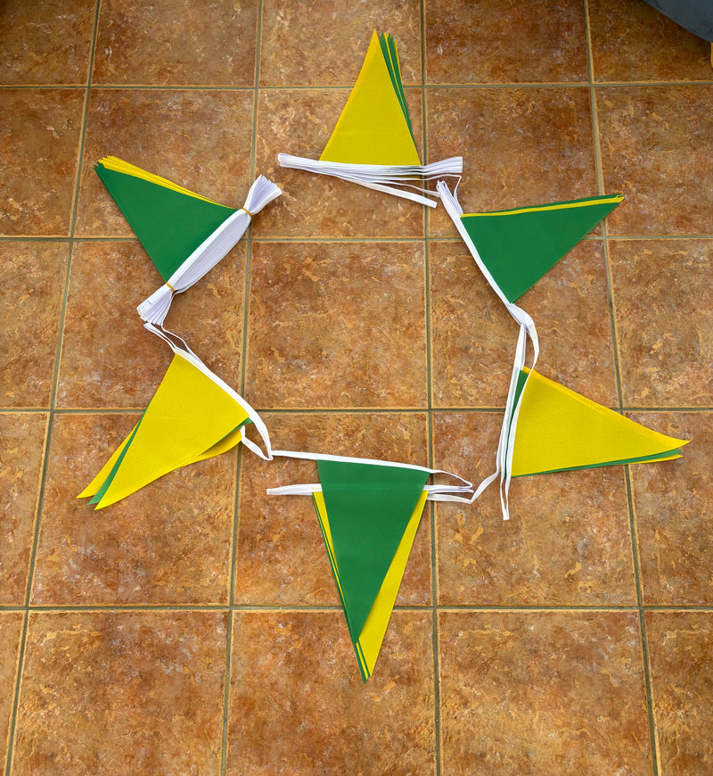 Green/Yellow Triangle Bunting - 20 metres