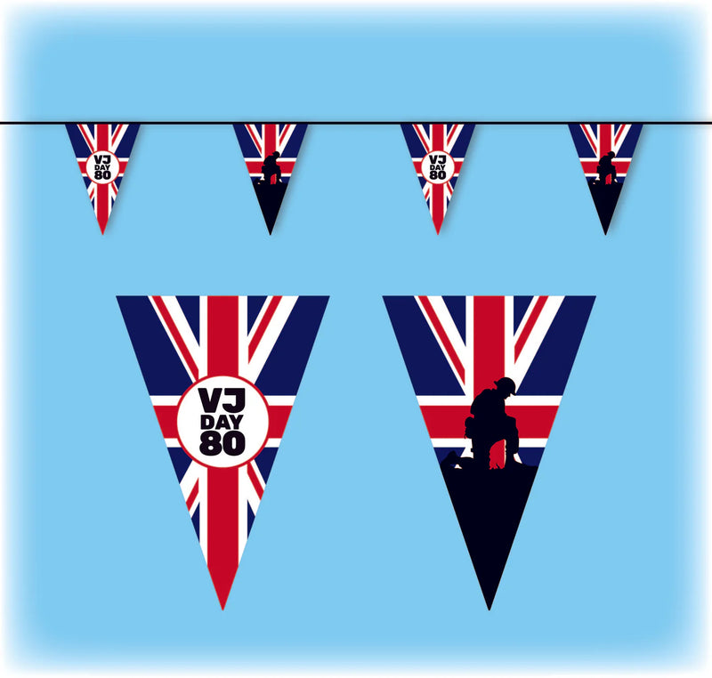 VJ Day 80 Bunting Triangular - 10 metres - Design 2