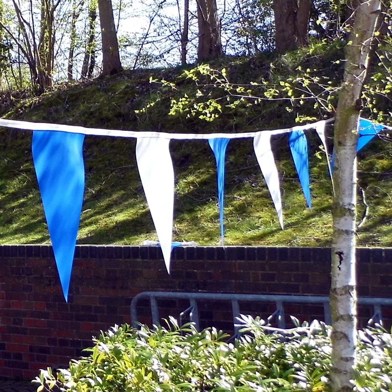 Blue & White PVC Bunting - 10 metres