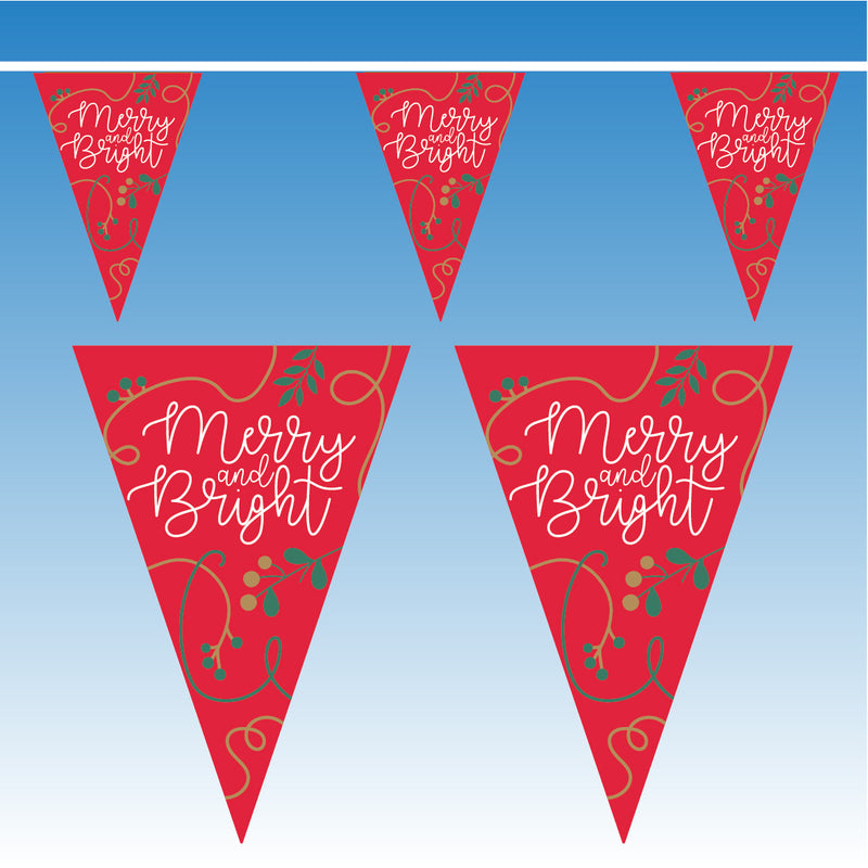 Red Blue Merry & Bright Bunting - 10 metres