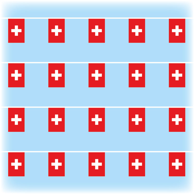Switzerland Flag Bunting - Synthetic - 10 metres