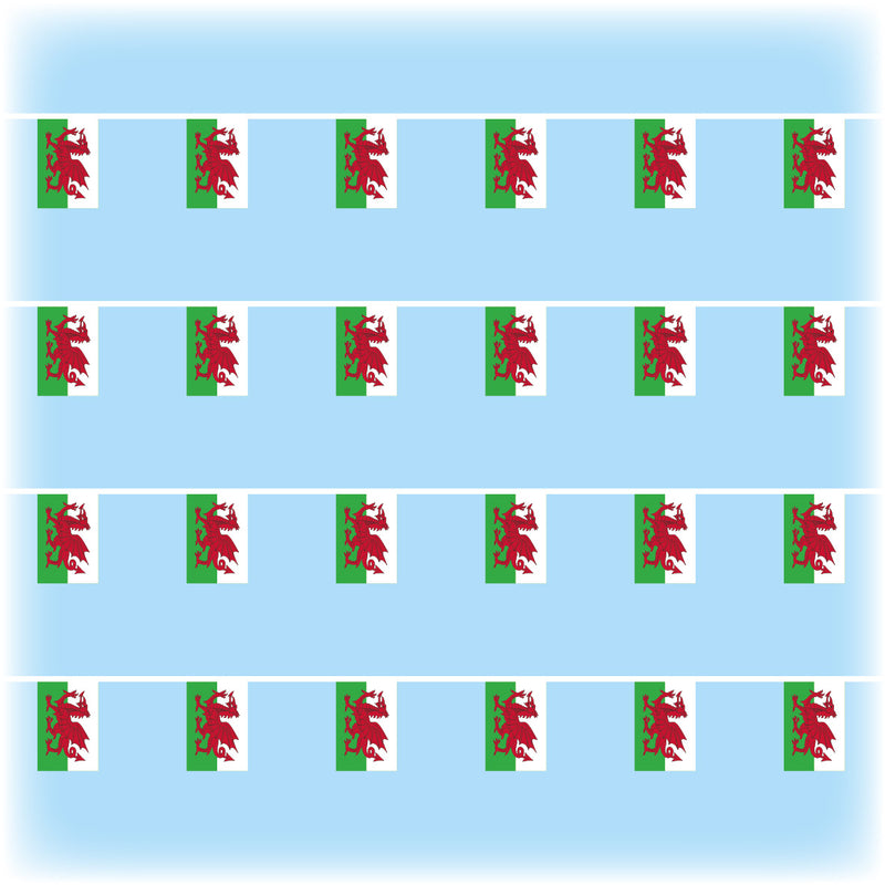 Wales Flag Bunting - Synthetic - 10 metres