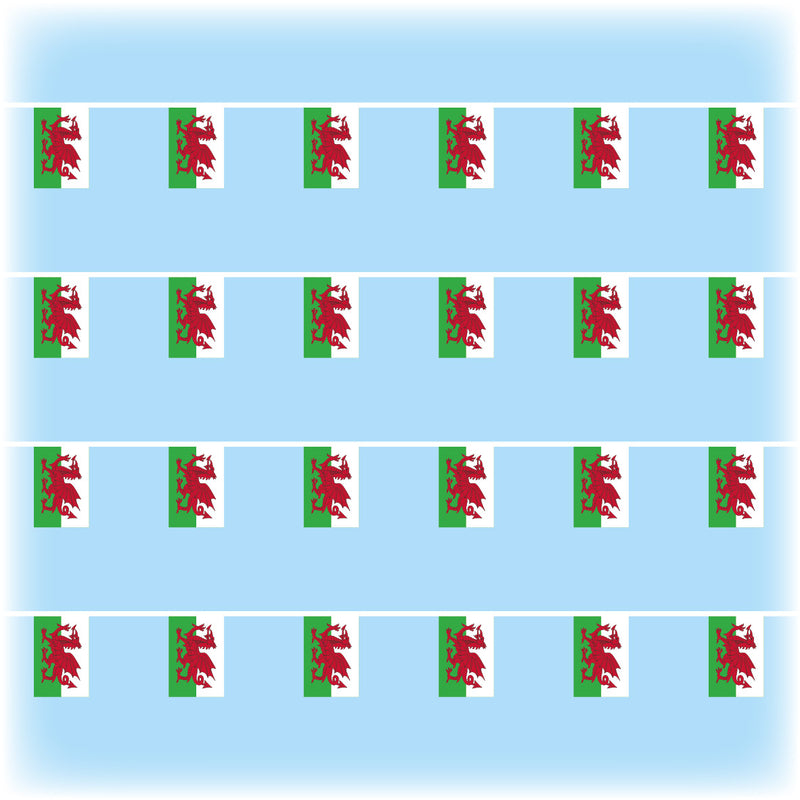 Wales Flag Bunting - Synthetic - 10 metres