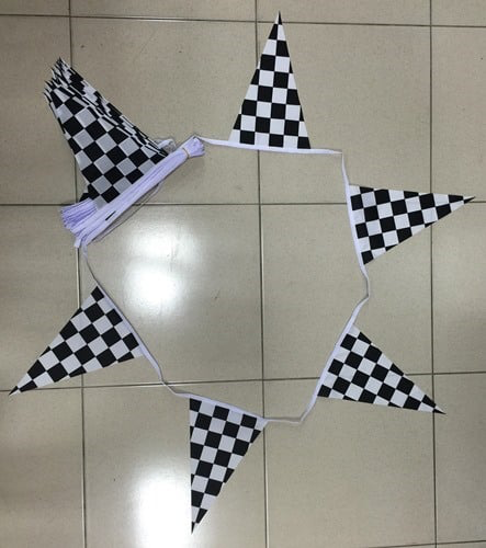 Black/White Checkered Triangle Bunting - 20 metres