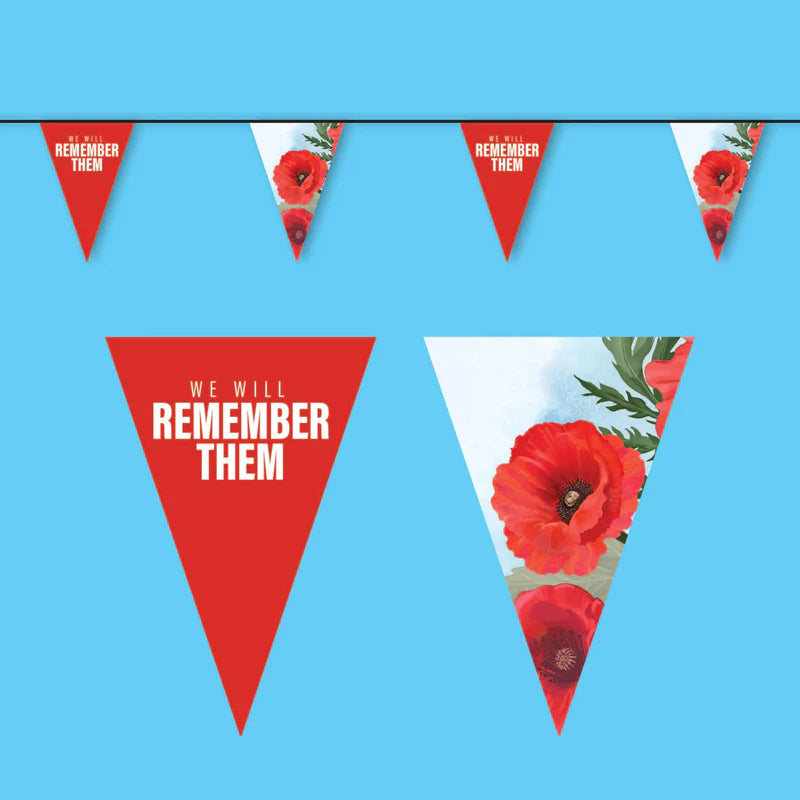 Remembrance Day Synthetic Bunting - A4 Triangles - Design 1