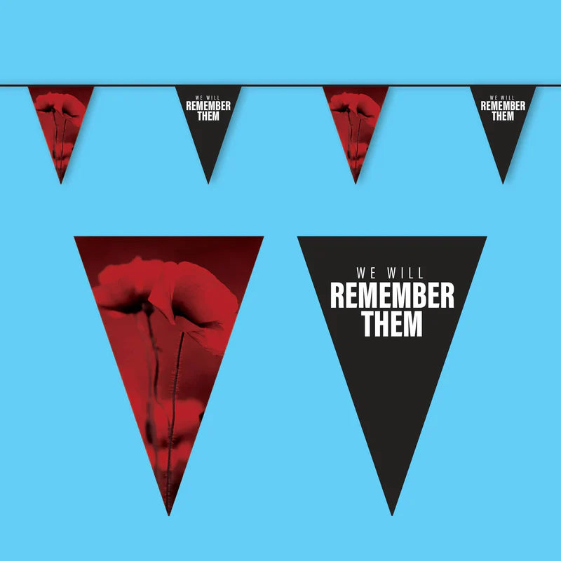 Remembrance Day Synthetic Bunting - A4 Triangles - Design 2