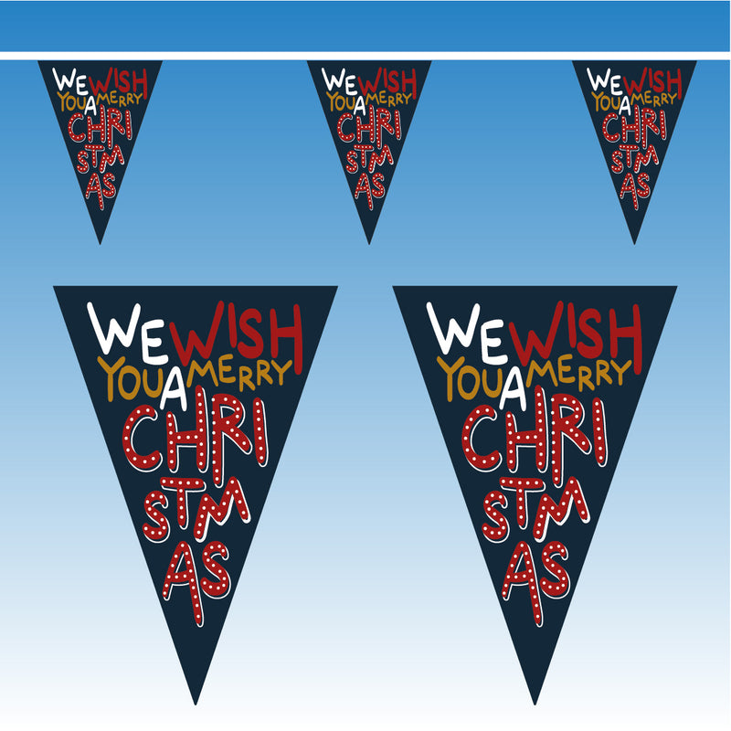Blue Merry Christmas Bunting - 10 metres