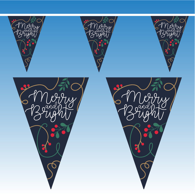 Blue Merry & Bright Bunting - 10 metres
