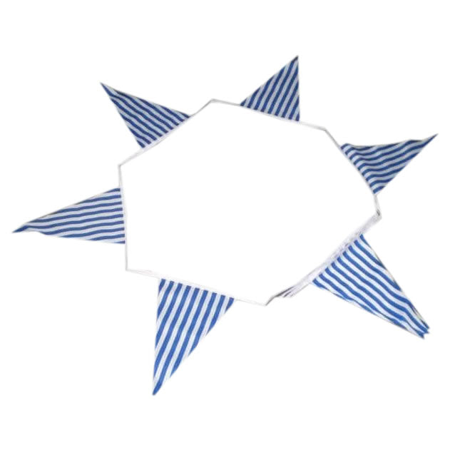 Blue and White Stripe fabric bunting