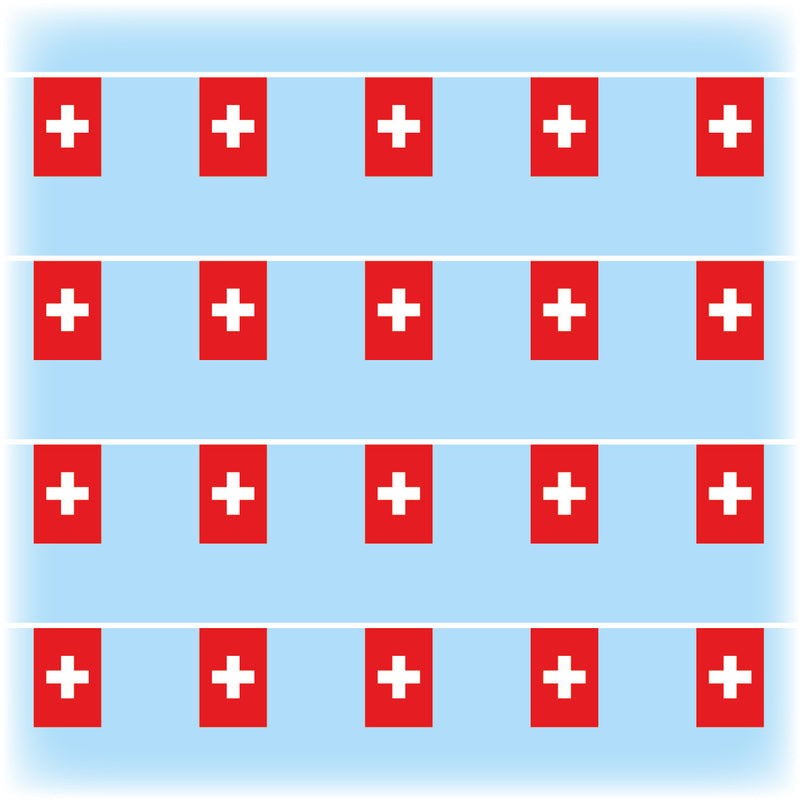 Switzerland Flag Bunting - Synthetic - 10 metres