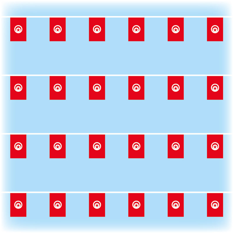 Tunisia Flag Bunting - Synthetic - 10 metres