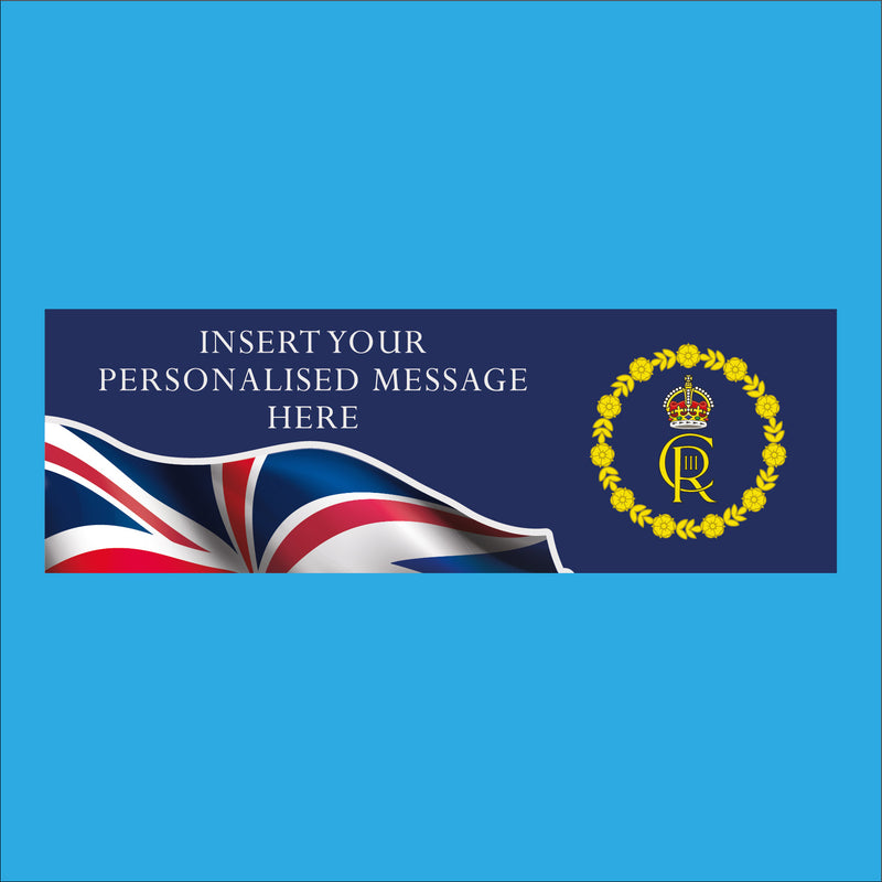 King Charles III personalised Coronation banner - Blue design
